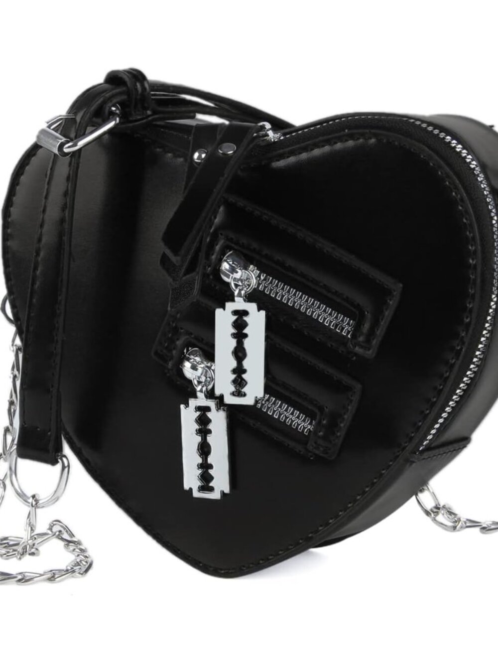 Black Heart Shaped Purse Cute Red Gothic Bag Purse for Women Ladies Chain Crossb